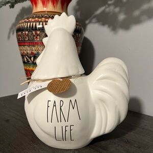 Rae Dunn White Farm Life Rooster Container